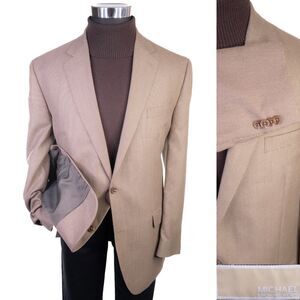 Michael Kors Mens Blazer Sz 44L Sport Coat Jacket Poly Blnd 2-Button Houndstooth